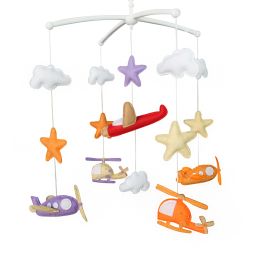 Orange Purple Helicopter Airplane Handmade Infant Baby Musical Crib Mobile Gift Boys Girls Nursery Room Decor