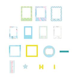 15 Pcs Blue Paper Picture Frame Stickers Phote Album Border Sticker for Journal Diary Planner Scrapbooking Supplies