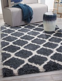 Shag Blue/White Area Rug 5x8