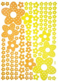 Yellow Floral Design - Large Wall Decals Stickers Appliques Home Decor