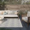 Foliage White; Neutral Indoor / Outdoor Polypropylene Area Rug 8x10