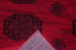 Bijan Border Red and Black Viscose Area Rug 8x10