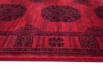 Bijan Border Red and Black Viscose Area Rug 8x10