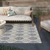 Foliage White; Neutral; Black Indoor / Outdoor Polypropylene Area Rug 5x8