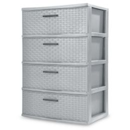 4 Drawer Wide Weave Tower (Color: Cement)